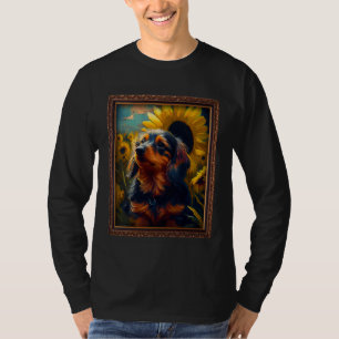 Dorkie-Malerei Sonnenblumen-Blume Mama Frauen Flor T-Shirt