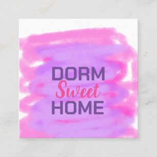 Dorm Swee Dorm Rosa lila Aquarelltext Quadratische Visitenkarte