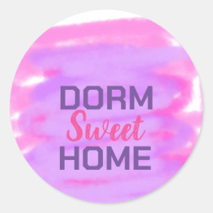 Dorm Swee Dorm Rosa lila Aquarelltext Runder Aufkleber