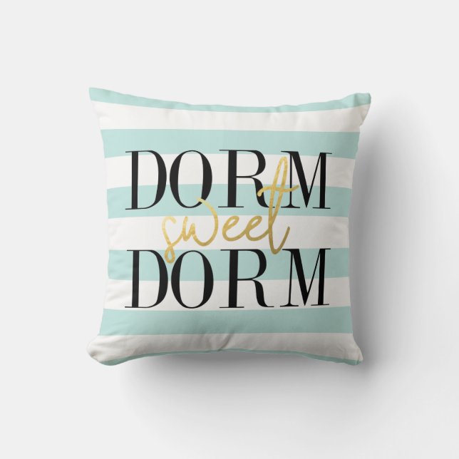 Dorm Sweet Dorm | Aquamarine Streifen Kissen (Vorderseite)