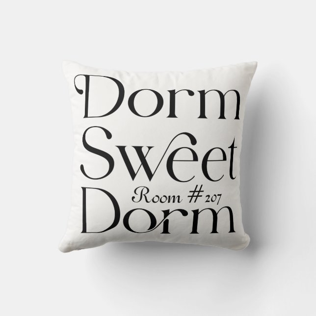 Dorm Sweet Dorm Black and White Room Number Kissen (Rückseite)