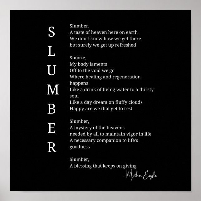 Dormir de bois temps de rêve poème poster art mur (Devant)