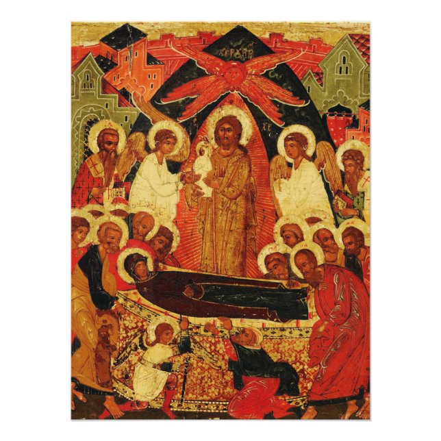 Dormition der Mutter Gottes orthodoxe Ikone Poster (Vorderseite)