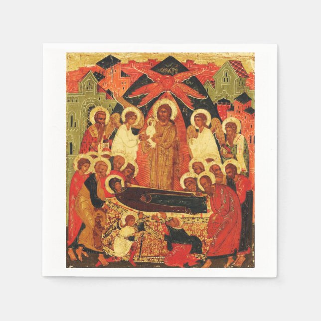 Dormition der Mutter Gottes orthodoxe Ikone Serviette (Vorderseite)
