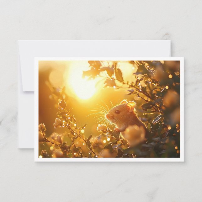 Dormouse in Surrey Hedge Sunrise Dankeskarte (Vorderseite)