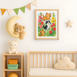 Dornkatzen im Blumengarten Poster