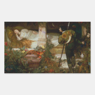 Dornröschen (Elegante Szene der Liebe und Romantik Rechteckiger Aufkleber
