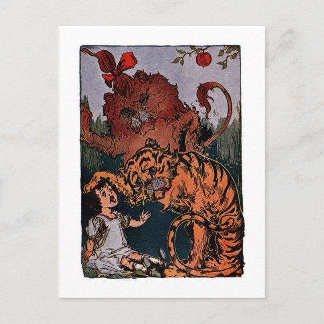 Dorothy mit der feigen Löwe und einem Tiger Postkarte (Vorderseite)