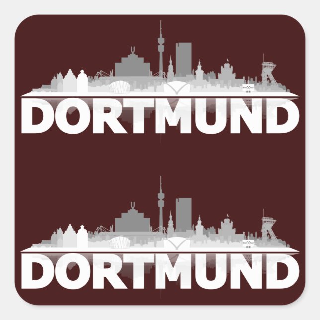 Dortmund City Skyline Quadratischer Aufkleber (Vorderseite)