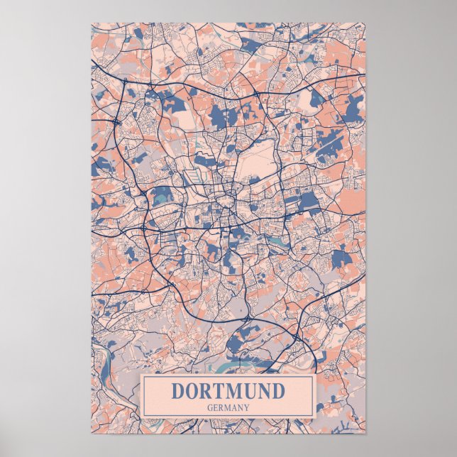 Dortmund Deutschland Windige Stadtplan Reise Poster (Vorne)