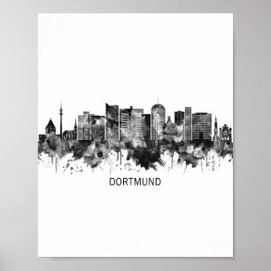 Dortmund Germany Skyline BW Poster