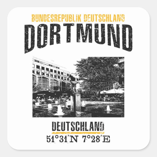 Dortmund Quadratischer Aufkleber (Vorderseite)