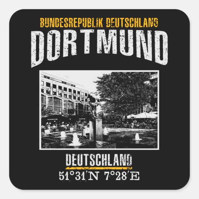 Dortmund Quadratischer Aufkleber (Vorderseite)