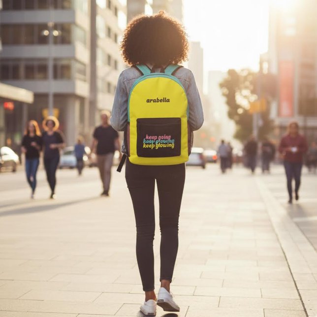 Dos Imprimé Continuer à grandir Continuer à briller le sac à d (Encourage someone special with this, "Keep Going Keep Growing Keep Glowing" personalized backpack! )