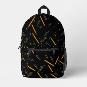 Dos Imprimé Fournitures scolaires Crayons Poupons Black Sac à