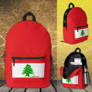 Dos Imprimé Liban, sac à dos, drapeau libanais, arbre de cèdre