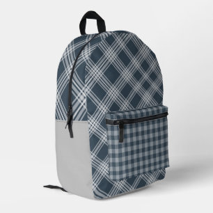 Dos Imprimé Sac à coudre bleu et gris
