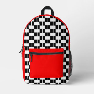 Dos Imprimé Sac à coudre noir et blanc coché rouge 4Ann