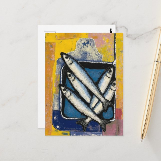 Dose Fisch Stilleben Postkarte (Vorderseite/Rückseite Beispiel)