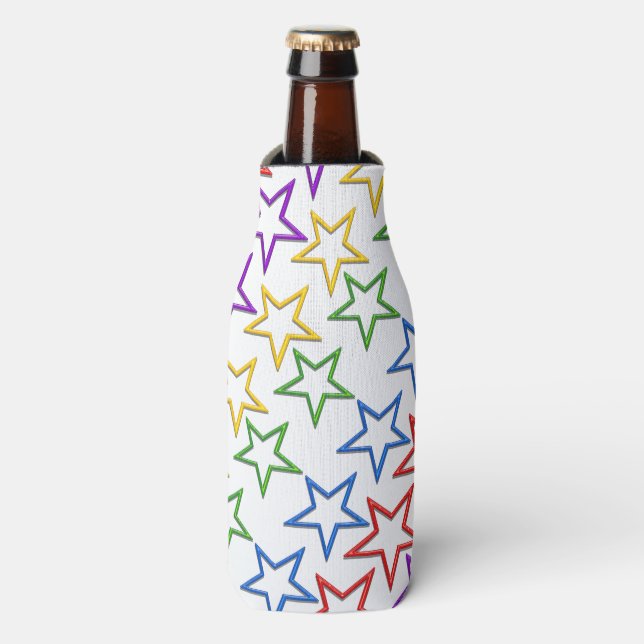 Dose/Flasche Cooler - Reihen von farbigen Sternen Flaschenkühler (Flaschenvorderseite)