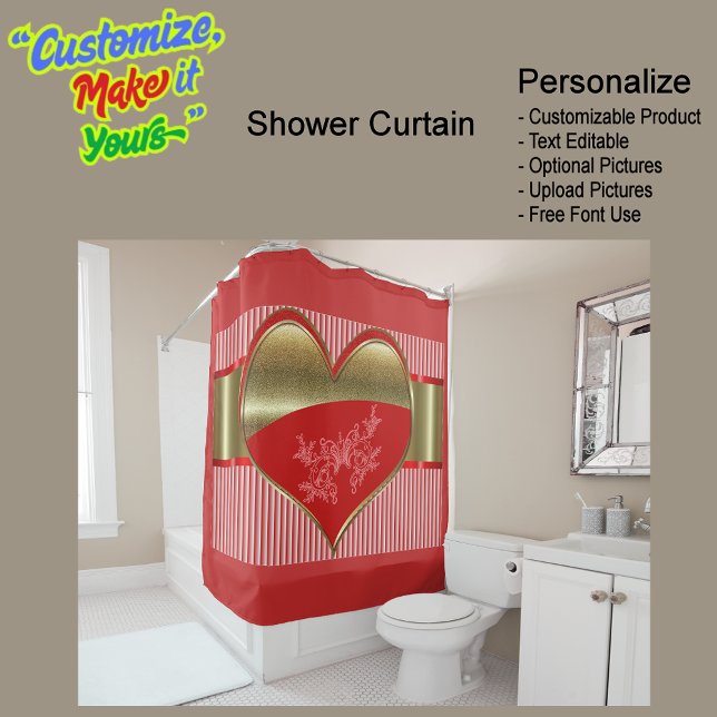 Dosen des Herzduschvorhangs Duschvorhang (Boxes of Hearts Shower Curtain Featuring Red Background.)
