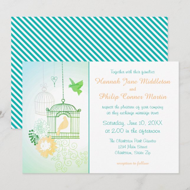 Doses et cages - Faire-part de mariage (Devant / Derrière)