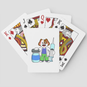 Dosierung als Arzt mit Spritze Spielkarten