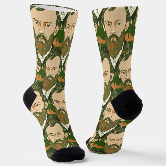 Dostojewski porträtiert gelbes Design Socken (Gewinkelt)