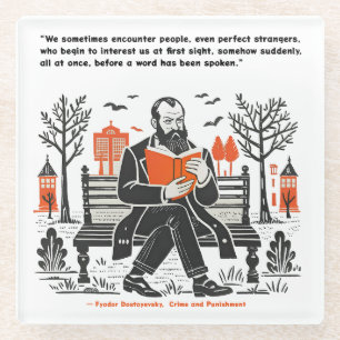 Dostojewsky las ein Buch Design Glasuntersetzer