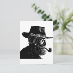 Dot-and-Line-Portrait: Kleiner alter Mann rauchen Einladung