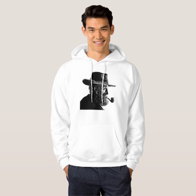 Dot-and-Line-Portrait: Kleiner alter Mann rauchen  Hoodie (Vorne ganz)