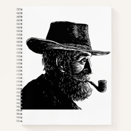 Dot-and-Line-Portrait: Kleiner alter Mann rauchen  Notizbuch