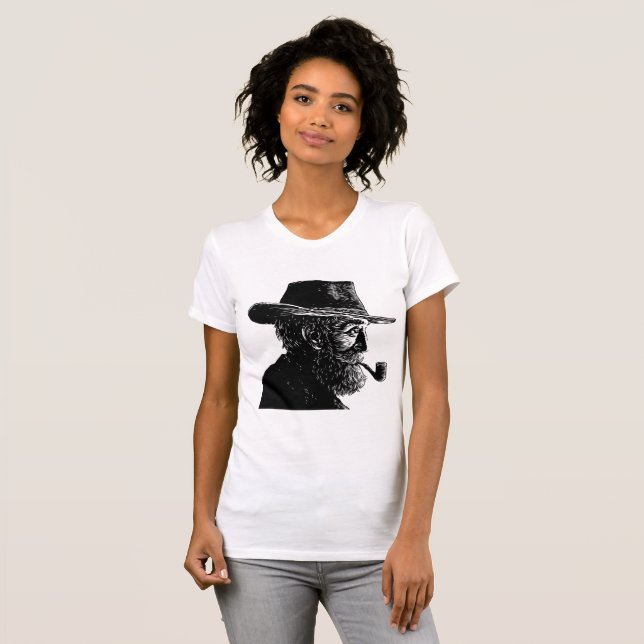 Dot-and-Line-Portrait: Kleiner alter Mann rauchen  T-Shirt (Vorne ganz)