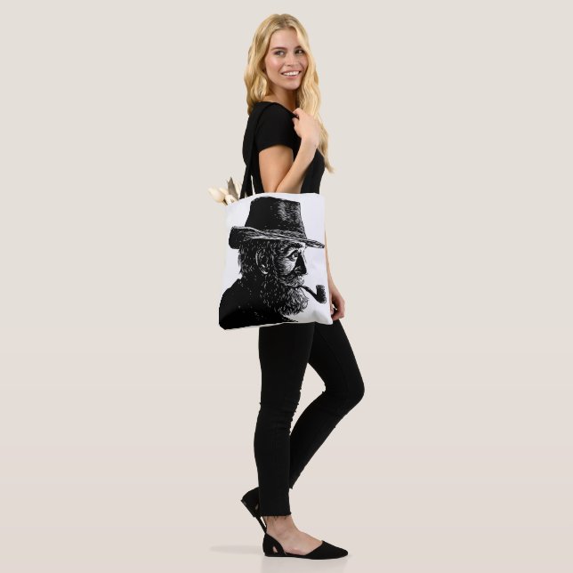 Dot-and-Line-Portrait: Kleiner alter Mann rauchen  Tasche (Am Model)