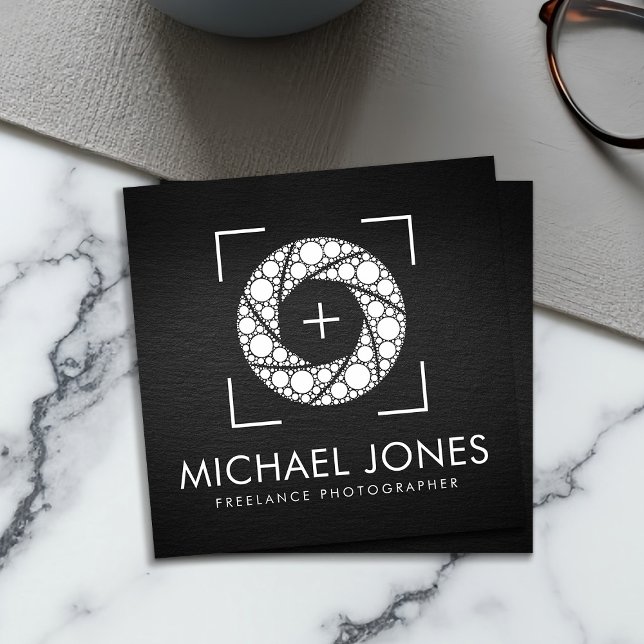 Dot Art Camera Shutter Fotograf Square Geschäfte Quadratische Visitenkarte (Von Creator hochgeladen)