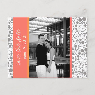 Dot & Block - Save the Date - Korallen-Mandarine Ankündigungspostkarte