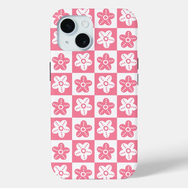 Dot Blume Rosa Weiß Case-Mate iPhone Hülle (Rückseite)