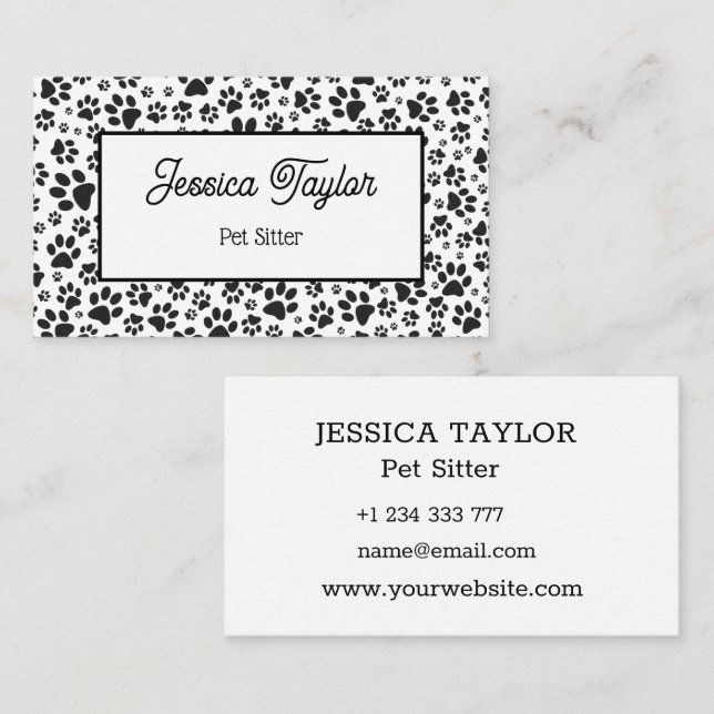Dot Business Card für Hunde schwarz und weiß Polka Visitenkarte (Vorne/Hinten)