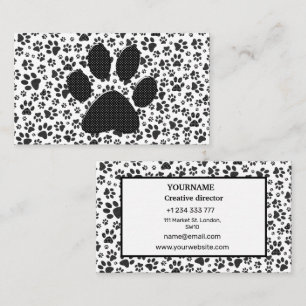 Dot Business Card für Hunde schwarz und weiß Polka Visitenkarte