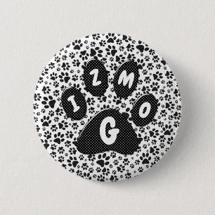 Dot-Button für Hunde schwarz und weiß Polka Button