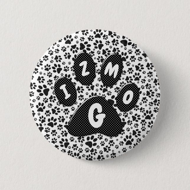 Dot-Button für Hunde schwarz und weiß Polka Button (Vorderseite)