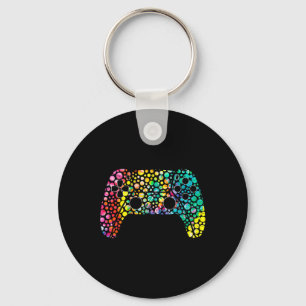 Dot Day Gamers Boy Game Controller Colorful Polka Schlüsselanhänger