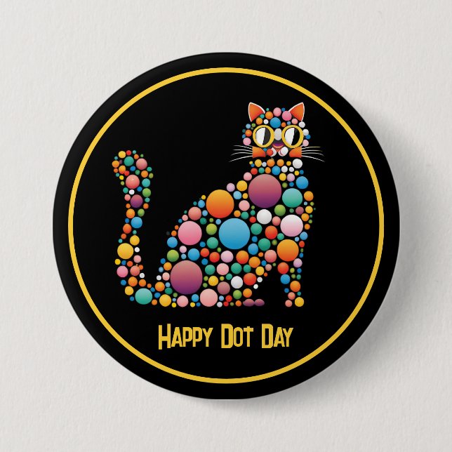 Dot Day polka dot cat Button (Vorderseite)