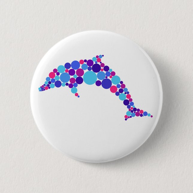 Dot Dolphin Colorfull Abstrakt Sea Animal Button (Vorderseite)