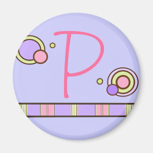Dot et rayures Magnet monogramme - violet