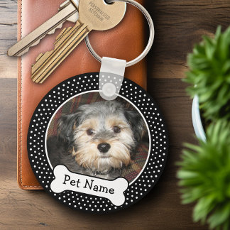 Dot-Foto-Rahmen für Hunde und schwarze Polka Schlüsselanhänger