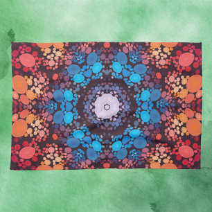 Dot Mandala Blue Red und Orange Geschirrtuch