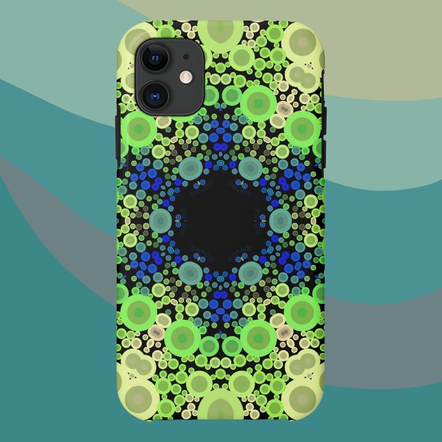 Dot Mandala Blume Blau Grün und Gelb Case-Mate iPhone Hülle (Von Creator hochgeladen)