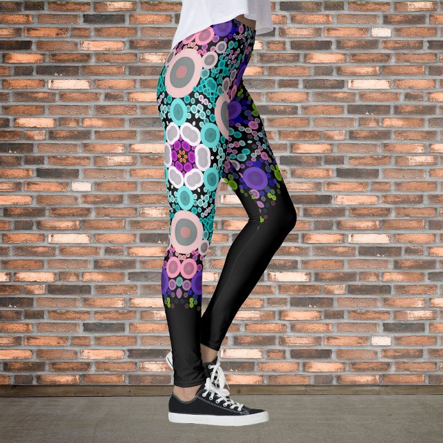 Dot Mandala Blume Blau Grün und Rosa Leggings (Von Creator hochgeladen)