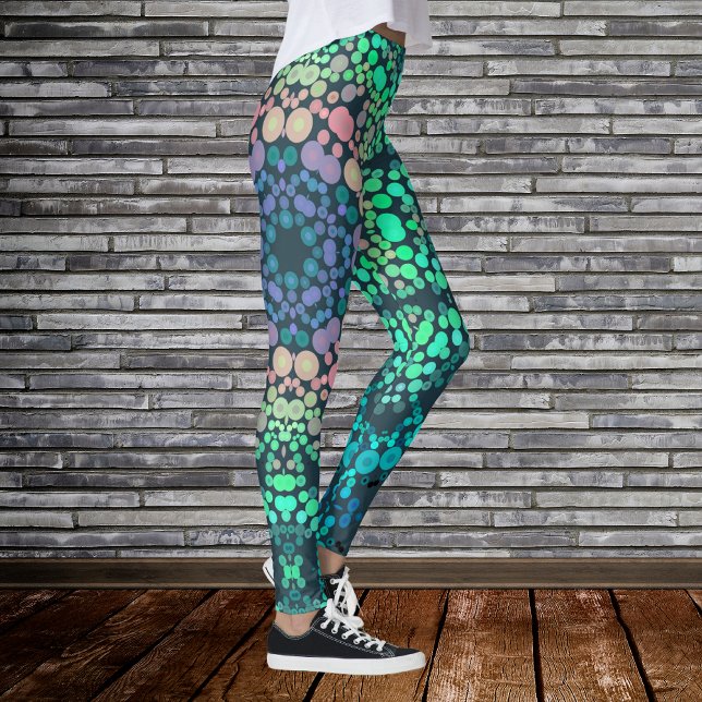 Dot Mandala Blume Blau Grün und Rosa Leggings (Von Creator hochgeladen)